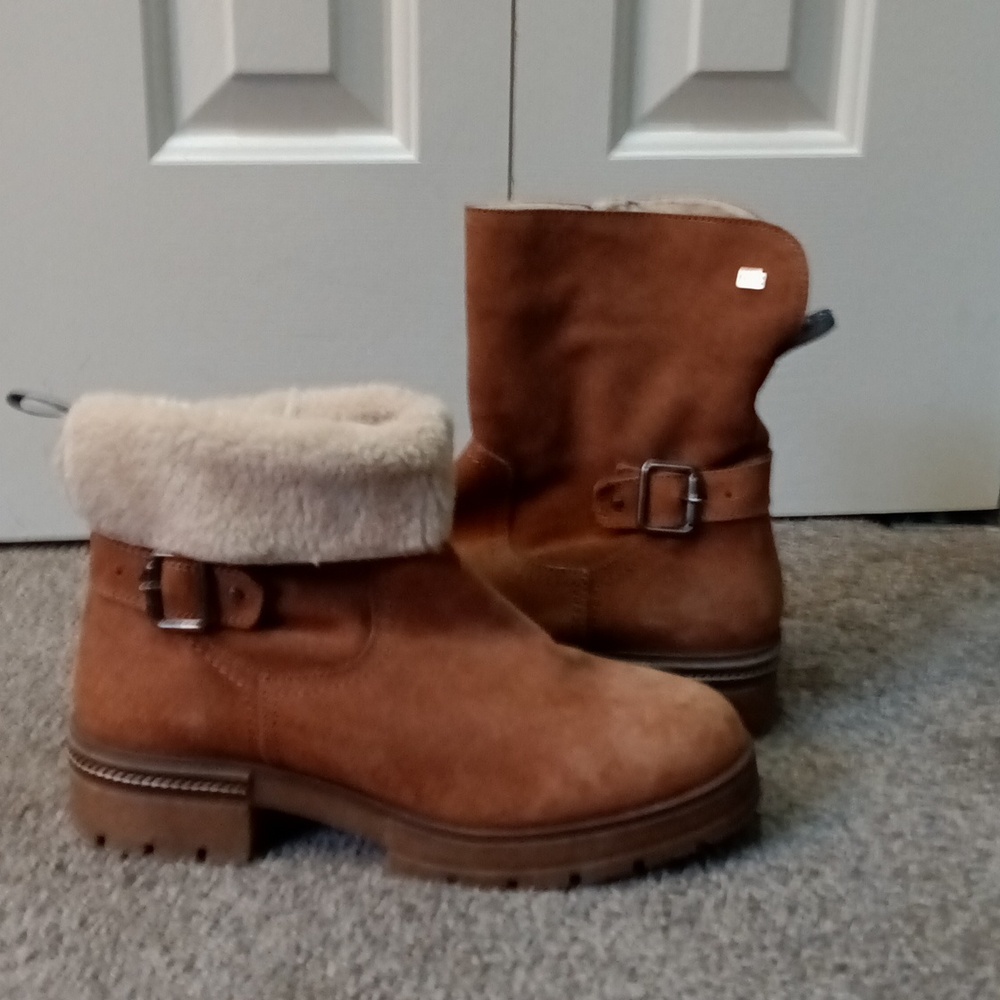 Ankle Boots Musse & Cloud Geos Suede Booties Sherpa Lining Size 10